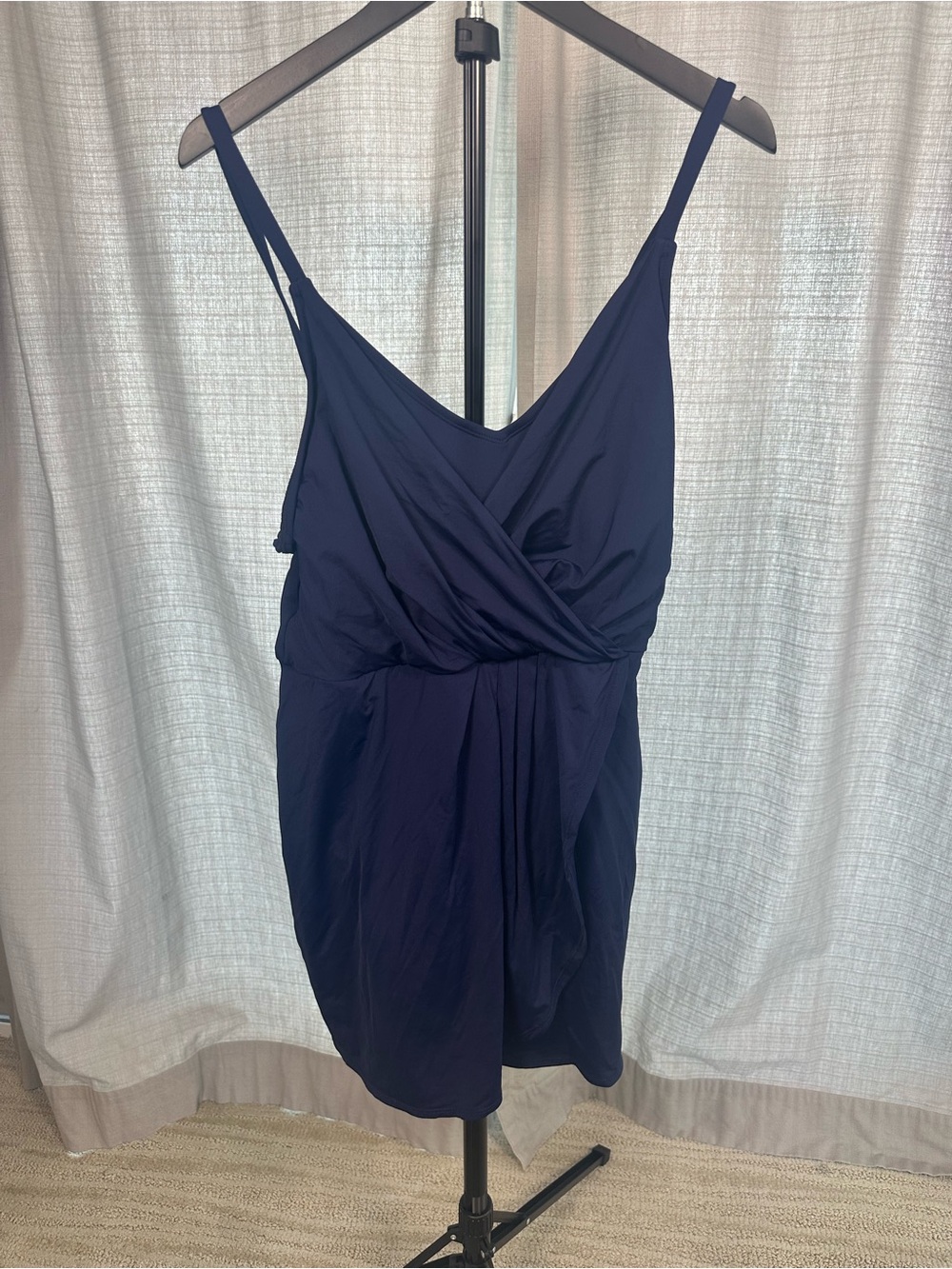 Lands' End Navy Faux-Wrap One-Piece Swimdress